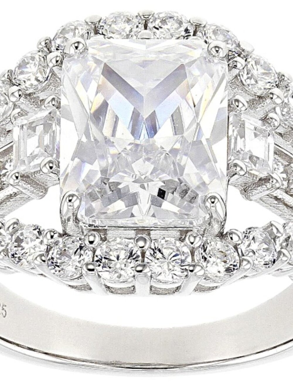 Bella Luce Rhodium Plated Center Design/Bridal Style Ring 7.20ctw. Size 10